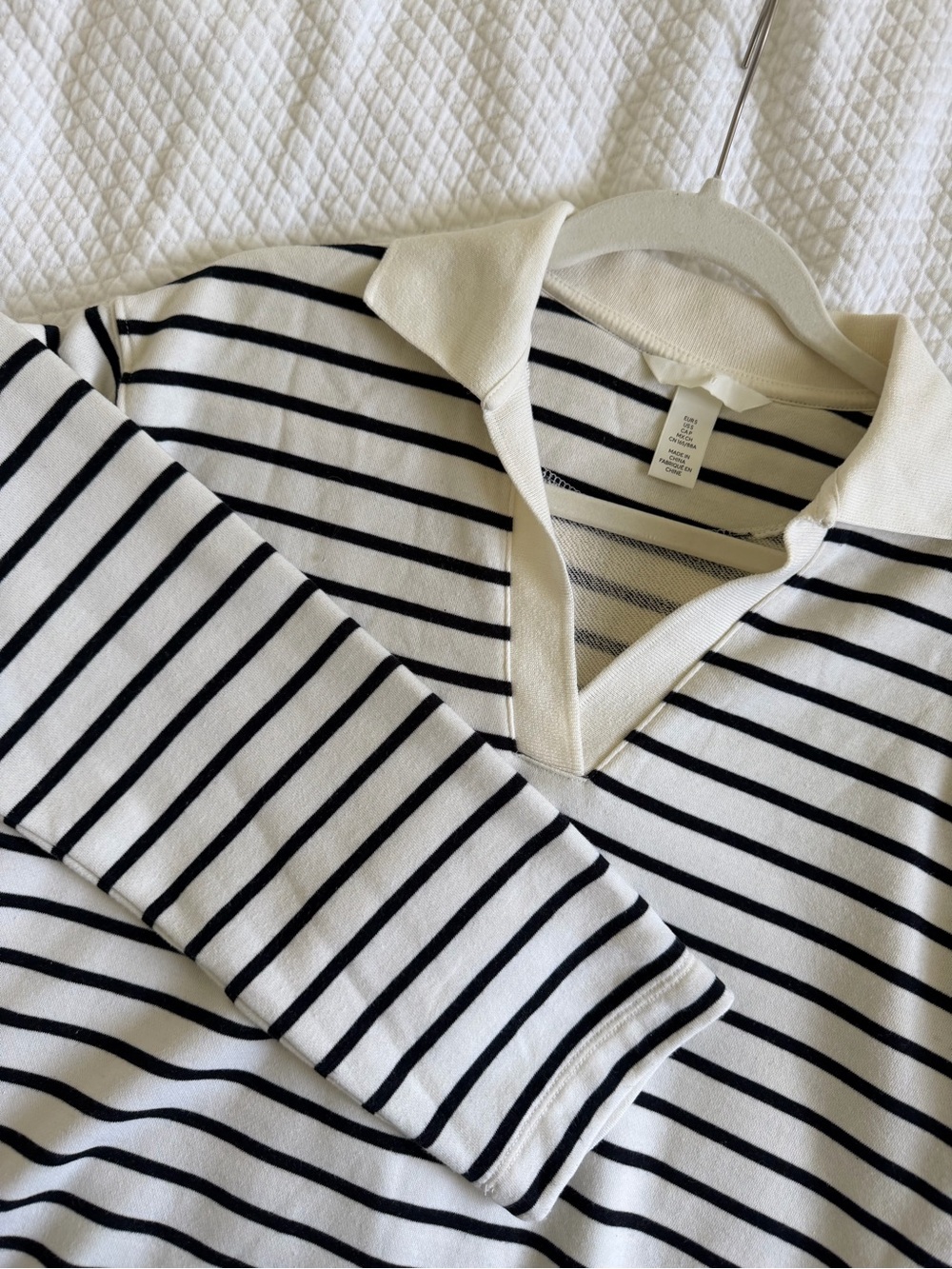 H&M Black and White Striped Polo Sweatshirt - Picture 2 of 3
